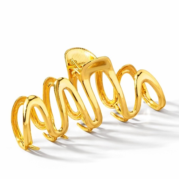 Boutique Accessories - Gold Wavy Hair Claw Clip